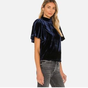 Free People Claudia Puff Sleeve Velvet Top